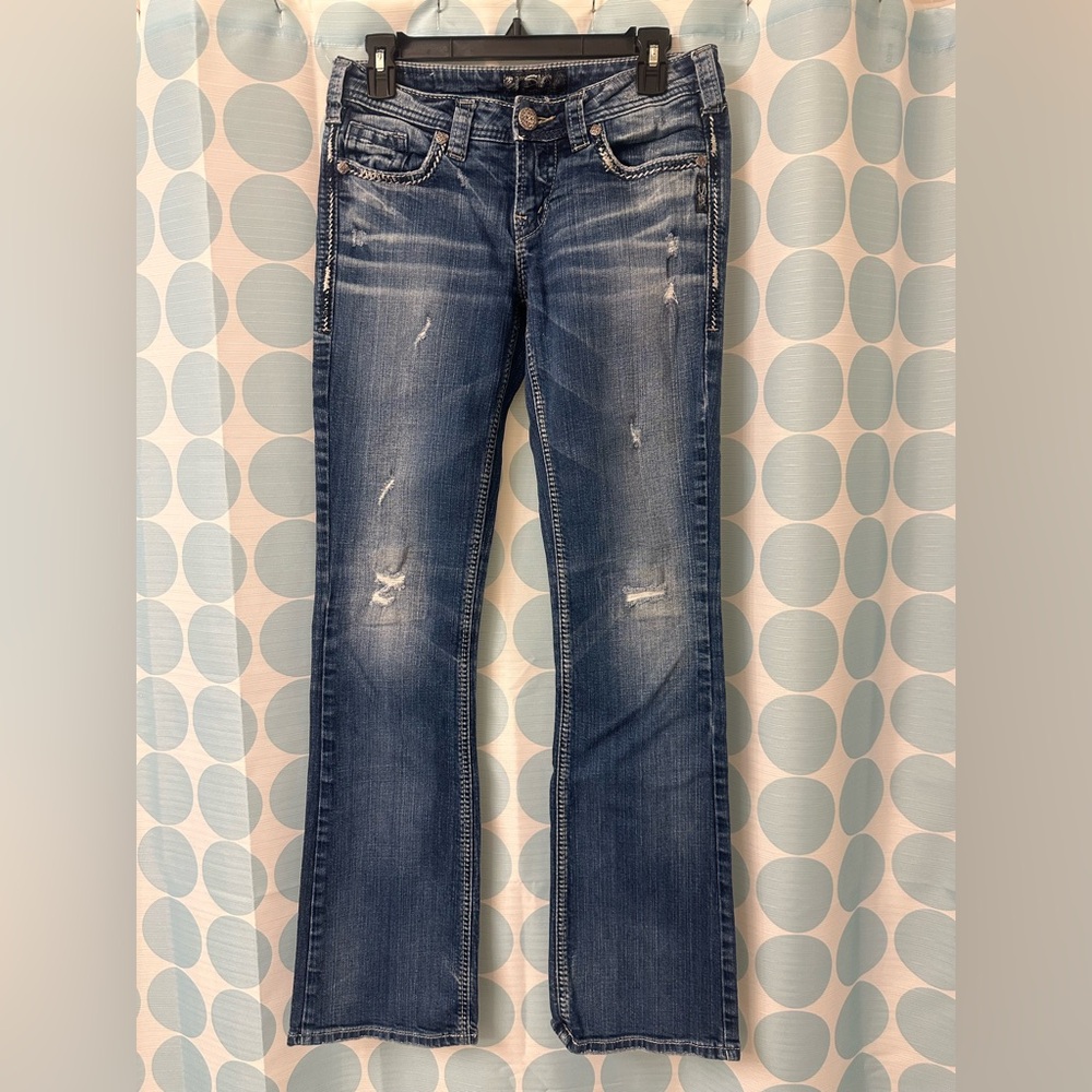 Silver Jeans Aiko Distressed Bootcut Jeans, W28/L33